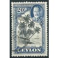 Ceylon 1935 SG374 20c Grey-Black & Blue Fine Us...