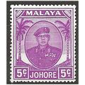 Johore 1952 SG136a 5c Bright Purple Mounted Min...