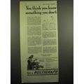 1918 Multigraph Ad - You Think You Know Something