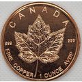 1 Oz Copper Collectible Canada Maple Leaf Design