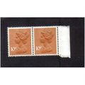 1976 GB Q.E.11 10P ORANGE-BROWN MARGINAL PAIR m...