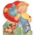 VINTAGE ' VALENTINE ' Young Boy with Dog card 1...