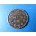 1864 GUERNSEY EIGHT DOUBLES FREE POST.