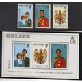 BELIZE SG614-616 MS620 1981 ROYAL WEDDING Set &...