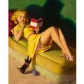 Pinup Girl - Playful Kitten Poster Canvas Pictu...