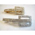 Art deco rectangle shaped crystal hair barrette...