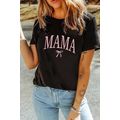Black MAMA Bow Embroidered Crewneck Tee