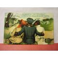 on my shoulders humour used antique postcard 19...