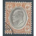 Transvaal 1902 SG250 6d Black & Orange-Brown Ve...