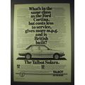 1981 Talbot Solara Car Ad - Costs Less To Service