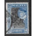 MALAYSIA JOHORE 1960 50c BLACK &BLUE ABORIGINES...