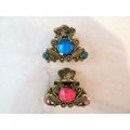 small mini metal jeweled antique bronze hair cl...