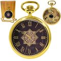 14K Gold Plated Men Big Heavy Brass Pocket Watc...