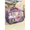 Purple TRAVEL Chenille Letter Clear PVC Makeup Bag