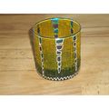 Handpainted Yellow And Blue Decorative Glass