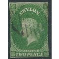 Ceylon 1857 SG3a 2d Yellowish-Green Fine Used ....