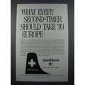 1959 SwissAir Airlines Ad - Second-Timer to Europe