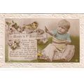 Vintage Colour Postcard - A Happy Time on Baby'...