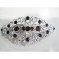Silver filigree hair clip barrette with purple ...
