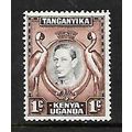 KENYA UGANDA & TANGANYIKA 1942 1c BLACK AND BRO...