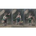 Child Girl Flower Sellers Basket 3x Antique Tin...