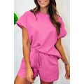 Strawberry Pink 2pcs Solid Textured Drawstring ...