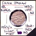 1628 - 1658 India Mughal Shah Jahan 1 Rupee Sil...