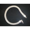 Smart 14g silver plated 9" flat snake chain bra...