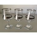 3 X DESSERT GLASSES (SILVER BAND)