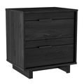 Modern Bedroom Nightstand in Grey Black Wood Fi...