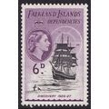 Falkland Islands QEII 1954-62 6d Black Deep Lil...