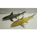 Lot of 2 Vintage Tiger Shark Plastic Toy Figure...