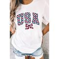 White Checkered USA Graphic Casual Tee