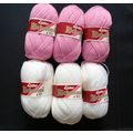 300g Lister Richmond 4 ply knitting wool yarn white & pink