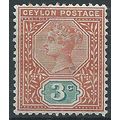 Ceylon 1893 SG244 3c Terracotta & Blue-Green Mo...
