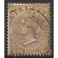 Bermuda 1893 SG29b 1/- Olive-Brown Wmk Crown CA...