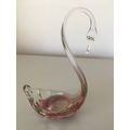 GLASS SWAN DISH - PINK (5")