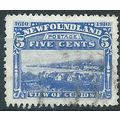 Newfoundland 1910 SG99 5c Bright Blue Fine Used...