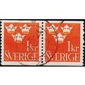 Sweden. 1939 1k (Pair) S.G.224 Used