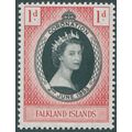 Falkland Islands 1953 1d black & scarlet Corona...
