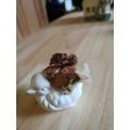 Little Ceramic Bird With Fabric Flower Arrangement