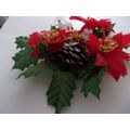 Vintage Christmas Candle Ring Silk Poinsettia P...