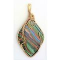 Rainbow Cal Silica Bronze Wire Wrap Pendant 39