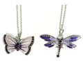 Silver Purple Butterfly Dragonfly Crystal Diama...
