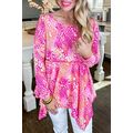 Rose Classic Leopard Print Handkerchief Hem Tun...