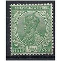 India 1911 SG156 1/2a Emerald Green Unmounted M...