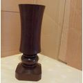 Dark Hand Turned Wooden Vase with Glass Insert