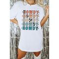 White HOWDY Stars Print Crew Neck Loose Fit T S...