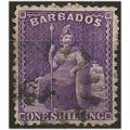 Barbados 1875 SG71 1/- Violet Perf 12.5 Fine Us...