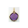 Purple Dichroic Glass Brass Wire Wrap Pendant 7